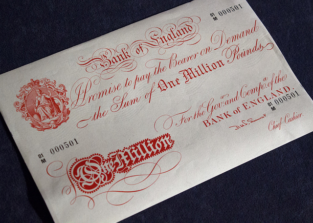 'Giant' banknote, with a value of £1 million